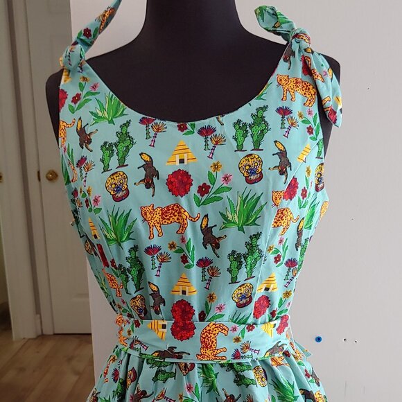 Jaguar Cactus Fit and Flare Dress - Picture 1 of 7
